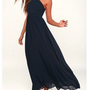 LULU'S Air of Romance Navy Blue Maxi Dress Size XS NEW WITH TAG